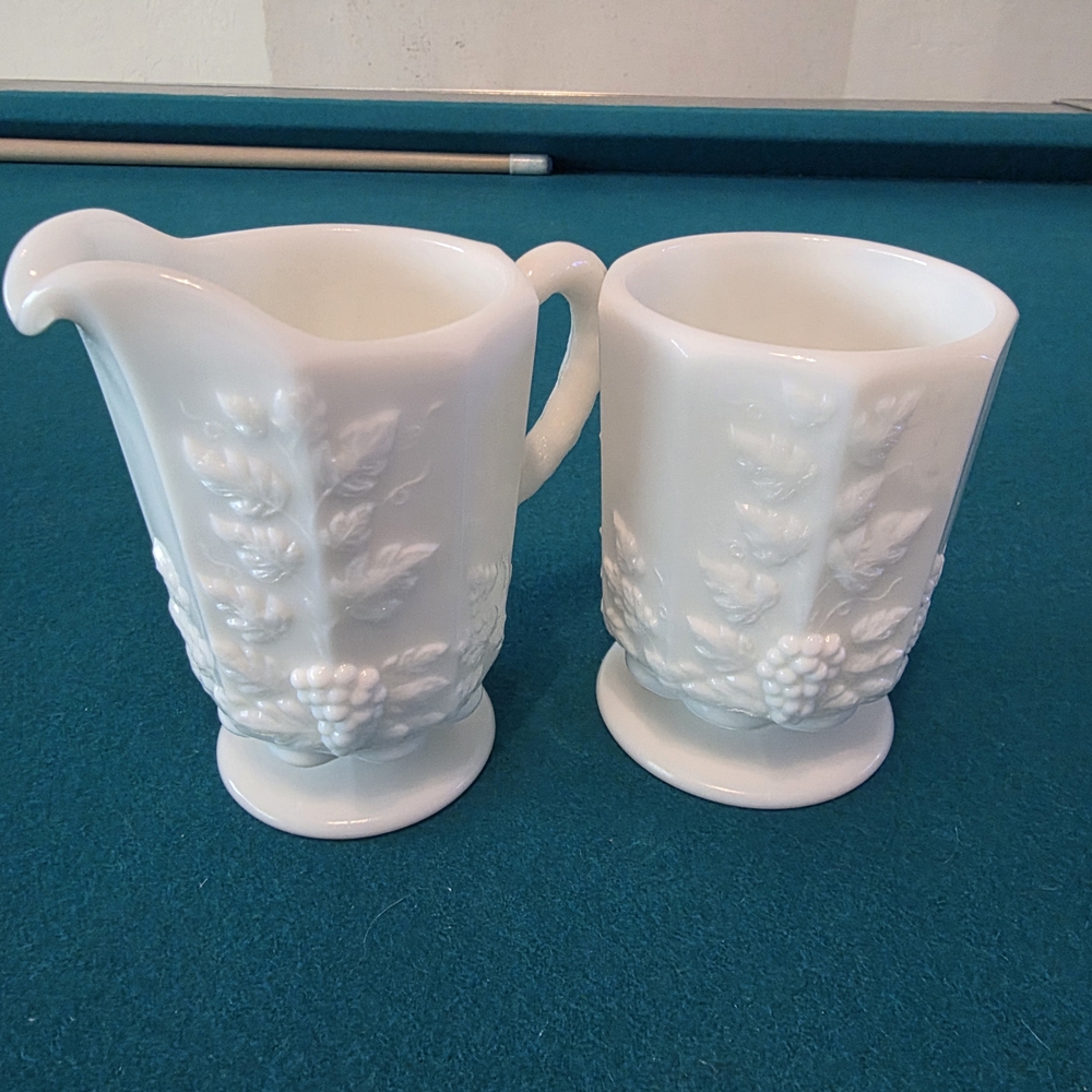 White Milk Glass Creamer and Sugar Set